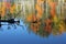 Reflections of fall foliage in New Hampshire bog.