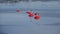 Reflections of frozen buoy in Runn lake near Falun in Sweden