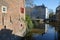 Reflections of historic houses with Tinnenburg House on the left side