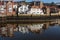 Reflections of homes and buildings in Whitby
