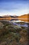 Reflections in an icy Scottish loch