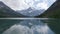 reflections on lake josephine in glacier national park