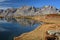 Reflections of the Laramon lake, located  in Vallee de la Claree Claree Valley above Nevache village, Hautes Alpes