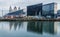 Reflections of the Liverpool skyline in Canning Dock