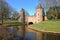 Reflections of the Monnikendam water gate in Amersfoort, Utrecht, Netherlands