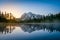 Reflections of Mount Shuskan at sunrise