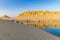 Reflections in Qarun Lake in the desert at Faiyum Oasis