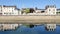 Reflections in the sarthe river at Le Mans, France.