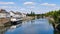 Reflections in the sarthe river at Le Mans, France.