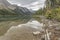 Reflections in Sherbrooke Lake in the Rocky Mountains