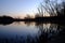 Reflections of trees in the lake water