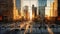 Reflections of Urban Life in the Glass Facades of Chicago. Generative Ai