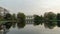 The reflections of the Wade Park Lagoon