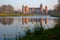 Reflections of Westhove Castle, located in the nature reserve de Manteling near Domburg