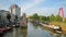 Reflections of The White House Witte Huis, Art Nouveau historical building and historical houseboats at Oudehaven Harbor