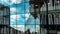 Reflections in windows of the library in Delft, the Netherlands