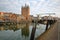 Reflections of Zuidhavenpoort, the Southern harbor gate, with a drawbridge, Zierikzee