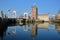Reflections of Zuidhavenpoort, the Southern harbor gate, with a drawbridge, Zierikzee
