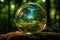 Reflective Earth crystal glass ball. Generate Ai