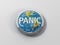 Reflective Earth Panic Button with Chrome Ring on White Background