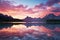 Reflective lake mirroring the vibrant colors of a