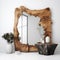 Reflective Serenity Wooden framed Mirror in a White Interior