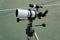 Refractor telescope. Astronomical telescope, device instrument for land lunar or planetary observation of distant object.