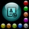 Refresh contact icons in color illuminated glass buttons
