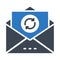 Refresh email glyph color vector icon