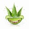 Refreshing Aloe Vera Leaf With Splashing Water - Happy Smiling Illustration