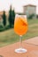 Refreshing aperol spritz cocktails with sliced orange