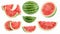 Refreshing Assortment: A Viety of Whole and Sliced Watermelon Fruits, Isolated on a White Backgrou