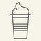 Refreshing beverage glass thin line icon. Smoothie vector illustration isolated on white. Milkshake outline style design