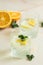 Refreshing birch juice with mint and lemon orange