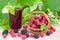 Refreshing blackberry and raspberry juice