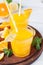 Refreshing citrus drink with sliced lemon and orange