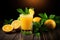 Refreshing citrus juice on wooden background, AI Generated