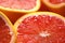 Refreshing citrus slices, up-close look at juicy grapefruit segments