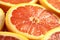 Refreshing citrus slices, up-close look at juicy grapefruit segments