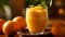 Refreshing Clementine Juice placed on a wooden table