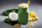 Refreshing coconut milk smoothie with pineapple and banana ,generative AI