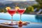 refreshing cosmopolitan cocktails in elegant glasses by poolside