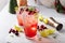 Refreshing cranberry cocktail or mocktail with lime, winter drink idea