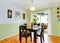 Refreshing dining room interior in mint color