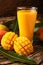 Refreshing drink- mango juice smoothie in glass