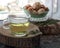 Refreshing and Enjoy with A cup of Hot Hemp Tea (CBD herbal tea) served with Scones and Croutons