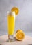 Refreshing freshly made fruit juice on a glass , Fresh Orange juice