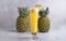 Refreshing freshly made fruit juice on a glass , fresh pineapple juice