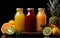 Refreshing Fruit and Vegetable Juice Trio. Generative by Ai