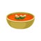 Refreshing gazpacho soup in ceramic bowl. Delicious dish of Spanish cuisine. Flat vector element for menu